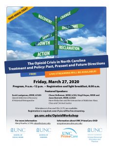 The Opioid Crisis in North Carolina Treatment and Policy: Past, Present and Future Directions flyer